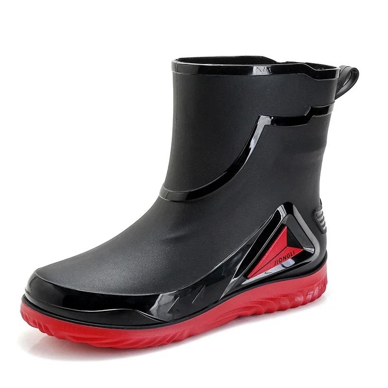 Fashionable Rain Boots for Men, New Style, Short and Mid-length Rain Boots, Non-slip Work Rubber Shoes, Outdoor Fishing Shoes