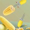 1 Pair Stainless Steel Corn Cob Holders with Silicone Handle & Convenient Butter Spreading Tool