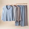 Men's Spring/Fall Lightweight Cotton Pajama Set - Long Sleeve, Long Pants, Casual Wear