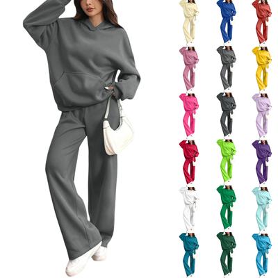 Women's Casual Warm Hooded Sweatshirt And Sweatpants Autumn/Winter Sports Set