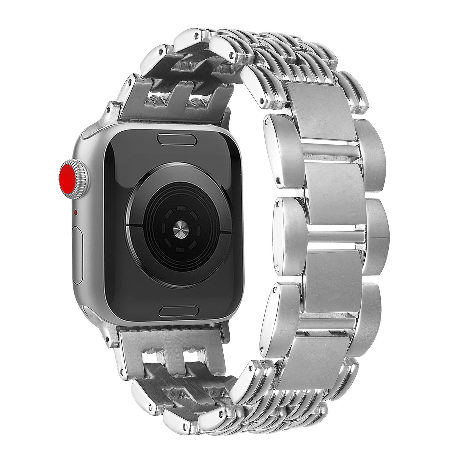 

5-Bead Stripe Watch Strap for Apple Watch Ultra 3 2 1 49mm/Series 11 10 46mm/9 8 7 45mm/SE3 SE2 SE 6 5 4 44mm/3 2 1 42mm Stainless Steel Wrist Band B