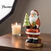Desktop Holiday Ornament Santa Claus Figurine, Christmas Resin Holding Wreath/Tree/Bear Statue, Decorative Gift for Family Tabletop Mantel,