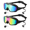 Large Frame Plated Waterproof Anti-Fog Swimming Goggles with One-Piece Earplugs for Men and Women