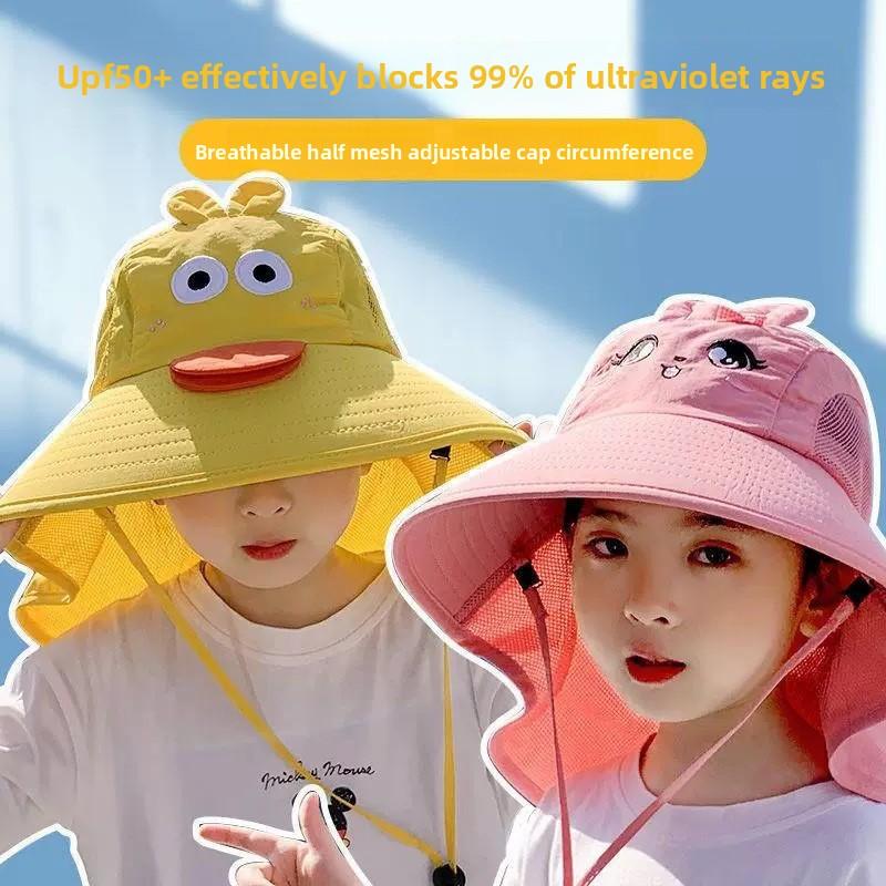 1-10 STuks Zomer Kinderen UV Bescherming Zon Hoed Baby Peuter Bucket Hoed Brede Rand Ademend Buiten Pet voor Jongens Meisjes