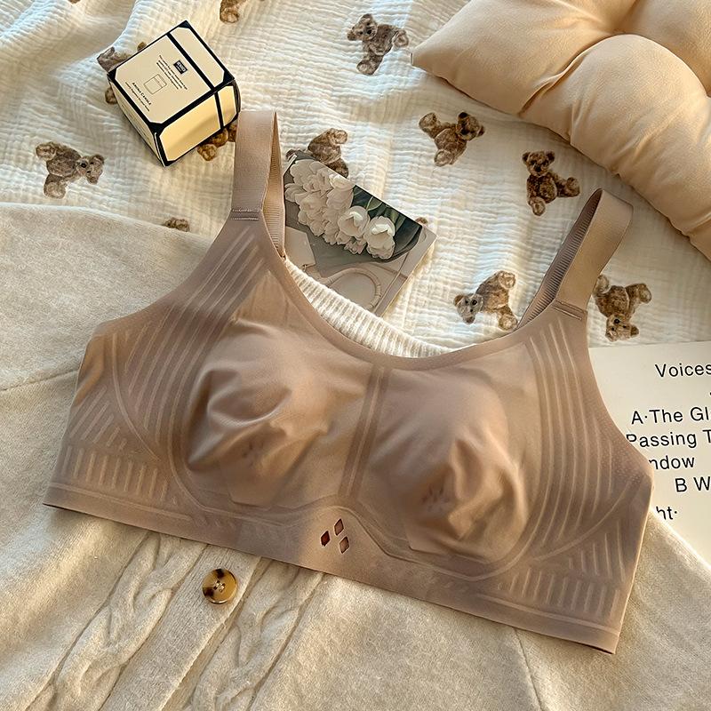 

Большой размер Женский летний тонкий Большие груди кажутся маленькими Без следов Кроличьи ушки Чтобы собрать пару молока Для предотвращения обвисания Бюстгальтер 5XL хаки