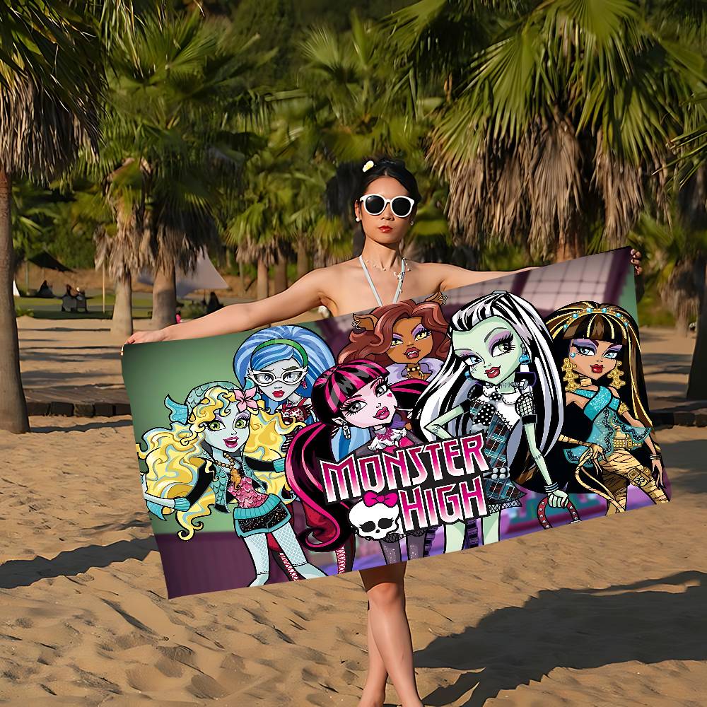 Cartoon M-monster High Classic Anime Beach Swimming Towel Soft Absorbent Washcloth Children's Gifts for Kids Travel Camping Gym