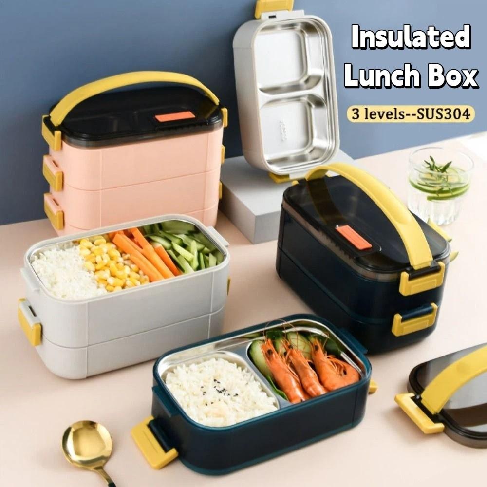 3 Layers Stainless Steel Food Storage Container Sealed Design Food Snacks Box Student School