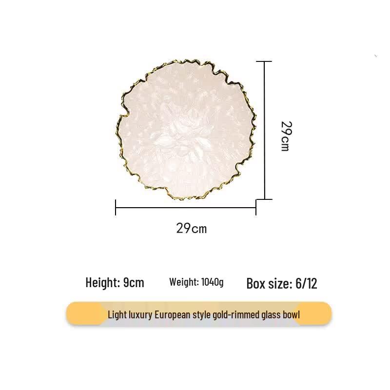 JIESITONG Gold-Rimmed Glass Serving Plate