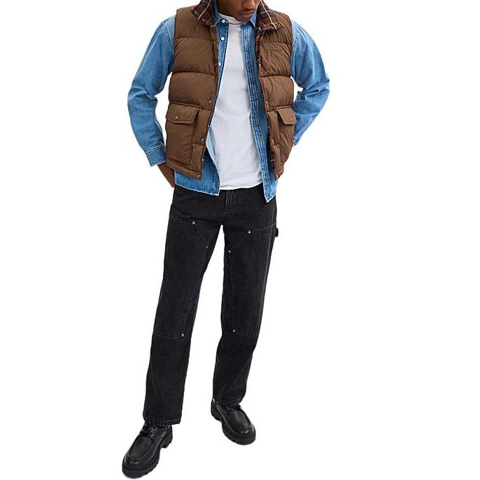 Coach FW24 Logo Embroidered Single-Breasted High Neck Reversible Sleeveless Down Jacket Men Outerwear Brown CT729-X8N