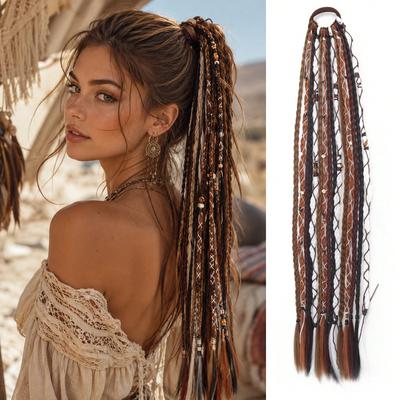 24-calowa peruka z warkoczem w stylu boho, 15 pasm