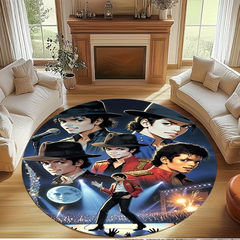 Michael Jackson Print Round Rug, Washable Floor Carpet, For Entryway Dorm Laundry Room Office Study, Home Decor Birthday Christmas Gift