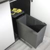 Emuca poubelles de recyclage pour la cuisine, 1 x 30l, fixation inférieure et extraction automatique, acier et plastique, gris
