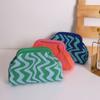 New Knitted Handbag Striped Cloud Large Capacity Daily Versatile Contrasting Color Clip Bag