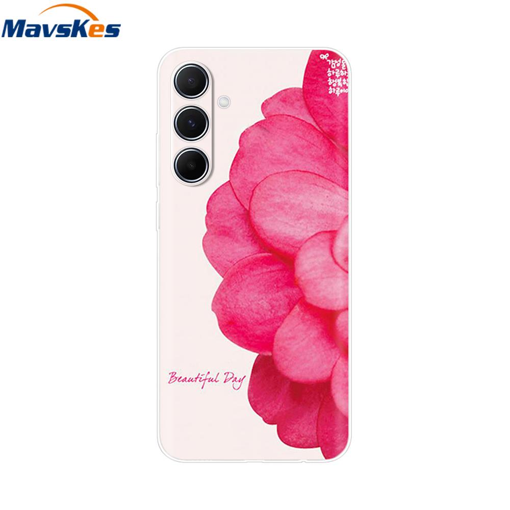 For Samsung Galaxy M35 5G Case Cute Cat Flower Painted Phone Cases For Samsung M35 Case M 35 SM-M356B Silicone Clear TPU Fundas