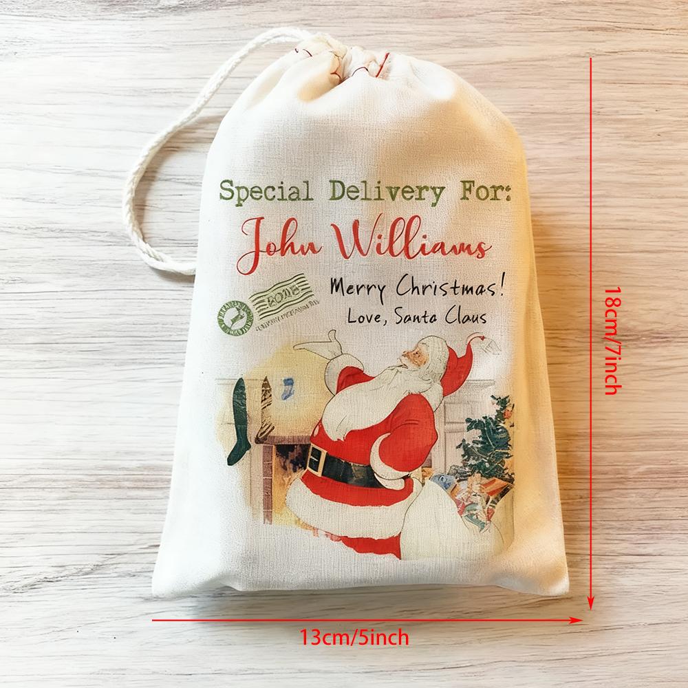 Personalized Christmas Santa Gift Bag Special Delivery From Santa Christmas Drawstring Bags New Year Holiday Party Favors Advent
