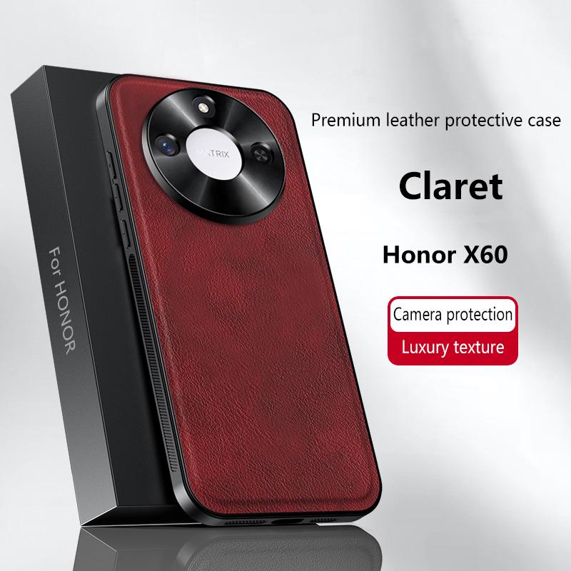 For Honor X60 Case Magnetic Elegant Leather Wear-Resistant Lens Fully Covered Non-Slip Grip Edge Cover Shell