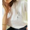 INS Selfie Abstract Pattern Line Print Special-Interest Artistic Retro Style Pure Cotton Short Sleeve T-shirt for Women