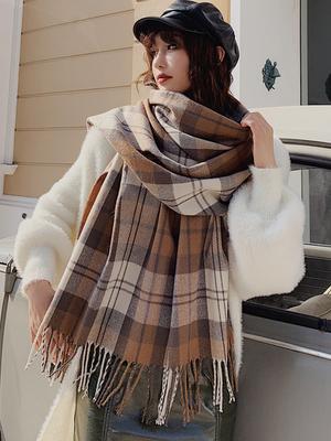 New Free  Cashmere Women Scarf Winter Plaid Fringed Scarve Pashmina Mujer Femme Foulard Bufanda Long Wrap Shawls Unisex