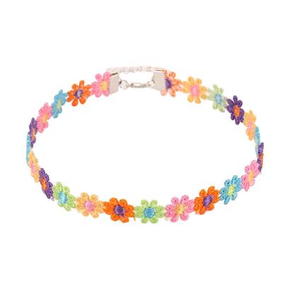Hyuna Style Colorful Flower Choker & Bracelet Set - Women's Trendy Clavicle Chain