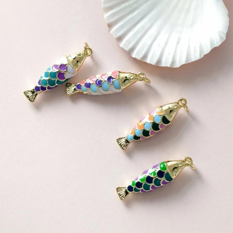 Cute Colored Enamel Fish Charms Bohemian Animal Jewelry Making Supplies DIY Earring Bracelet Necklace Handcraft Accessories