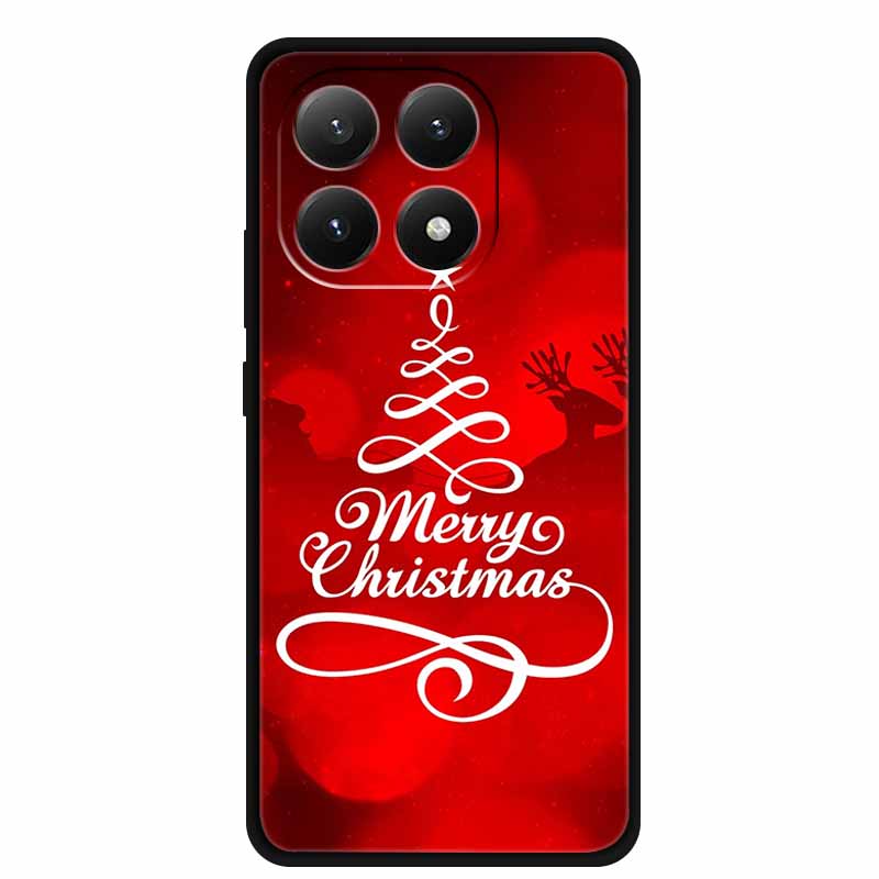 Christmas Cover For Xiaomi 15T 5G Case Black Silicone Cases TPU Santa Claus Christmas Tree Cover Cartoon Deer For Mi 15T 5G 15 T