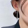 Silver needle temperament long fringed stud earrings for women, high-end earphones, simple and versatile, niche design earrings and earrings.