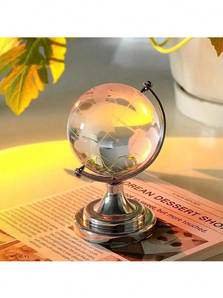 Crystal Globe High Transparency 3D Rotating Crystal Globe Office Living Room Decor,  Style Creative Desktop Ornament.