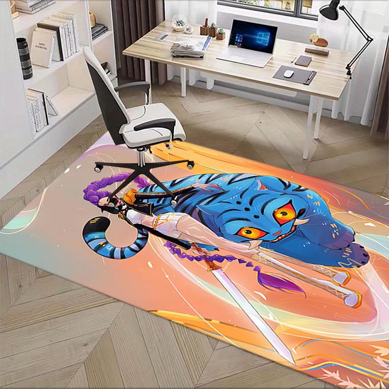 K-pop Ethereal Fantasy Office Chair Mat: Magical Tiger Design for Home Decor, Office Carpet Gift Suitable for Bedroom, Living Room