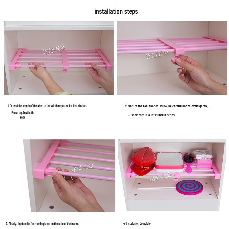 Telescopic Wardrobe Divider: Nail-Free Partition Shelf for Closet Organization
