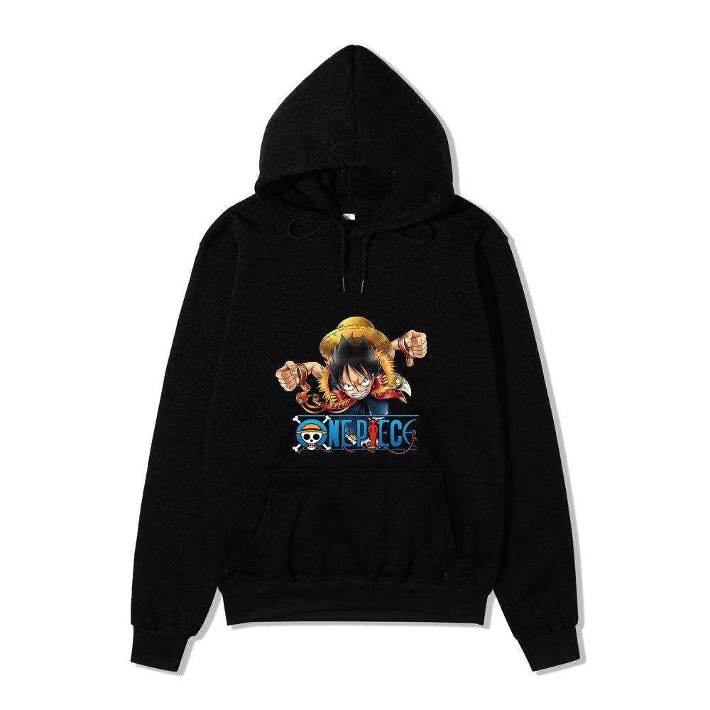 One Piece Monkey D. Luffy Hoodie, Anime Character Printed Pullover Hooded Sweatshirt Casual Long Sleeve Hoodie