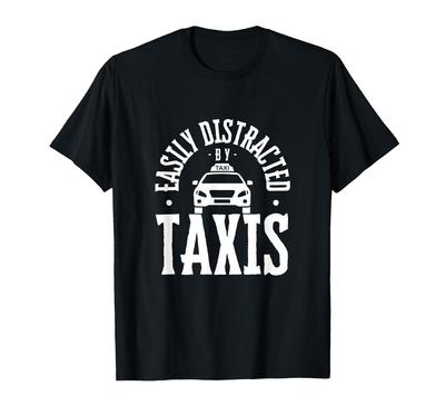 Leicht ablenkbar durch Taxis Lustiges Vintage Taxifahrer T-Shirt