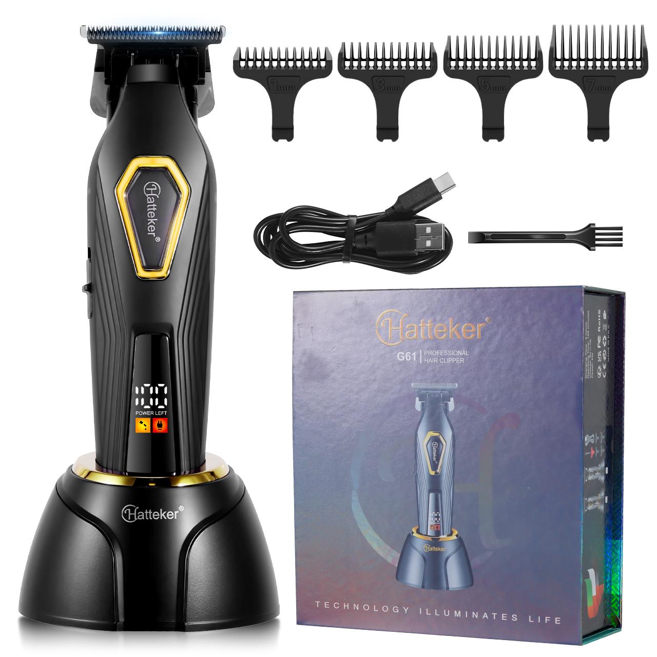 Hatteker Professional Hair Clipper 7500RPM Brushless Motor with DLC Coated Blade & Charging Dock