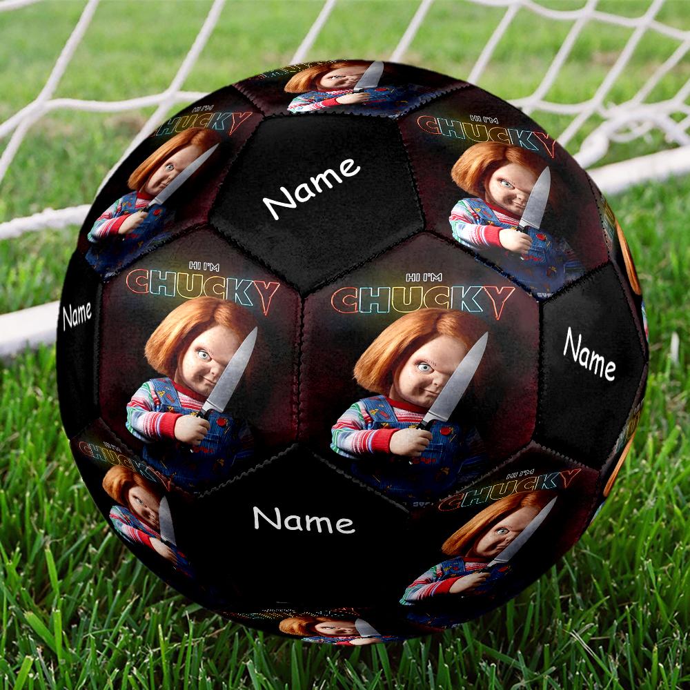 Custom Name Chucky Theme Size 5 Soccer Ball, Suitable for Both Indoor and Outdoor Matches, a Gift Suitable for Everyone.