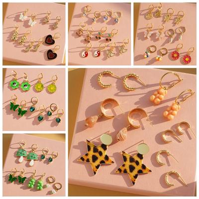 Set Earrings Simple Long Tassel Earrings Set Fashion Lovely Cartoon Earrings Bohemian Women Earrings Earrings Set