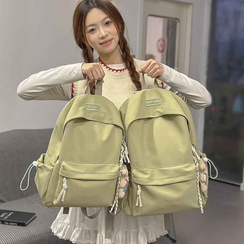 New Japanese Simple and Lightweight College Student Schoolbag Versatile High-value Large-capacity Leisure Travel Solid-color Backpack