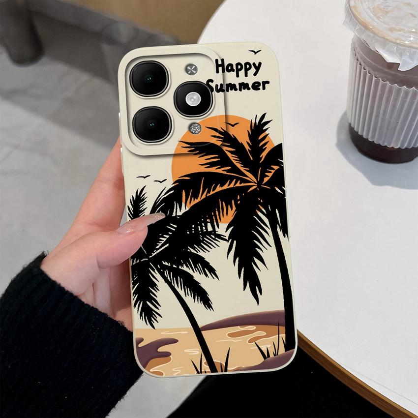 For itel A90 A50C A80 P60 S25 Ultra Power 70 Phone Cover Pretty Flower Pattern Smooth Liquid Silicone Screen Protector Shockproof Case For itel Casing