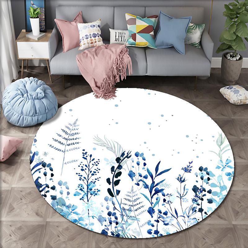 Tropical Plant Leaf Print Bohemian Style Living Room Bedroom Dormitory Home Floor Decoration Circular Carpet