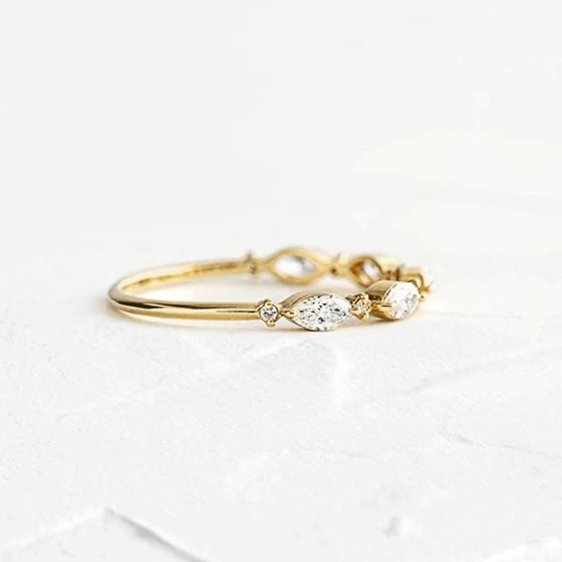 Schlichter stilvoller Damen-Fingerring mit Marquise-Rund-Zirkonia Exquisite Damenringe Mode Vielseitiger Schmuck Bulk