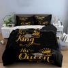 Her King & His Queen Design Bedding Duvet Cover Set  (1*Duvet Cover 2*Pillowcases, without duvet insert)