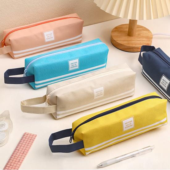 Tragbare Leinwand-Federtasche mit Griff Große Kapazität Schreibwarentasche Schüler-Stifte-Organizer für Stifte Marker Lineale Schulanfangsgeschenke