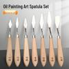 Nerezová sada pigmentových špachtlí na olejomalbu - Plochá a špičatá hlava, Dřevěné rukojeti