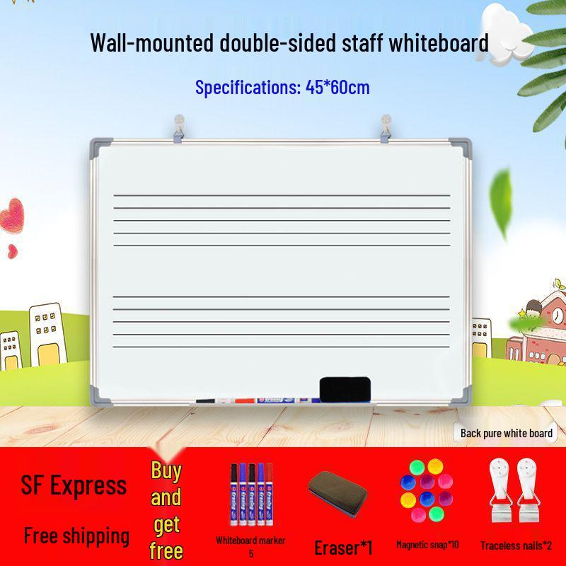 Dual-Sided Magnetic Music Staff Whiteboard - Wall-Mounted Teaching & Training Board