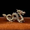 Vintage Brass Zodiac Dragon Small Statue Desktop Ornament Chinese Mythical Beast Figurines Home Feng Shui Decorations Crafts