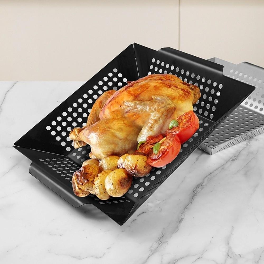 Large Capacity Barbecue Grill Pan Non-Stick Coated Grill Basket Grill Tool Grill Tray  Home Cooking