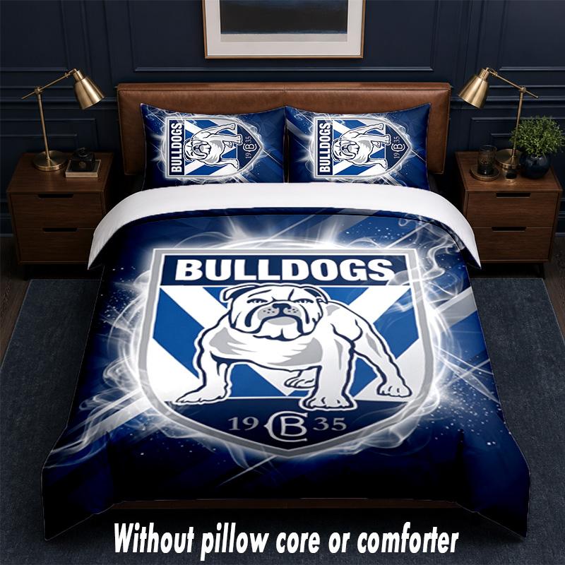 Canterbury-Bankstown Bulldogs Design Bed Bedding Set 1 Duvet Cover + 2 Pillowcases Soft Breathable Household Bed Linens