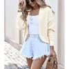 Ladies Casual Wrap Shoulder Autumn Winter New Style Outerwear Sweater Short Jacket Pure Color Open Cardigan Top