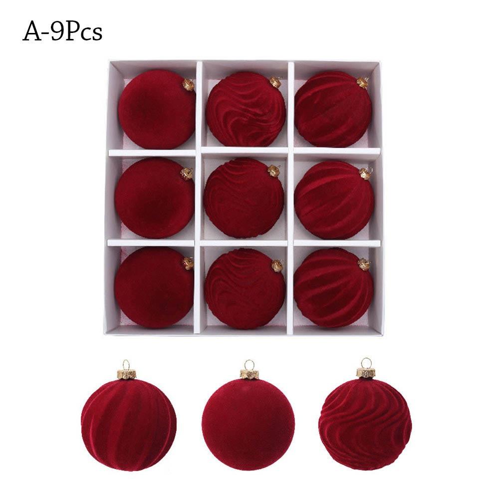 9/12/30 Pcs/set flannel Christmas Ball Set Hollow-out 6/8cm Xmas Tree Hanging Pendant Hanging Red Christmas Decorations