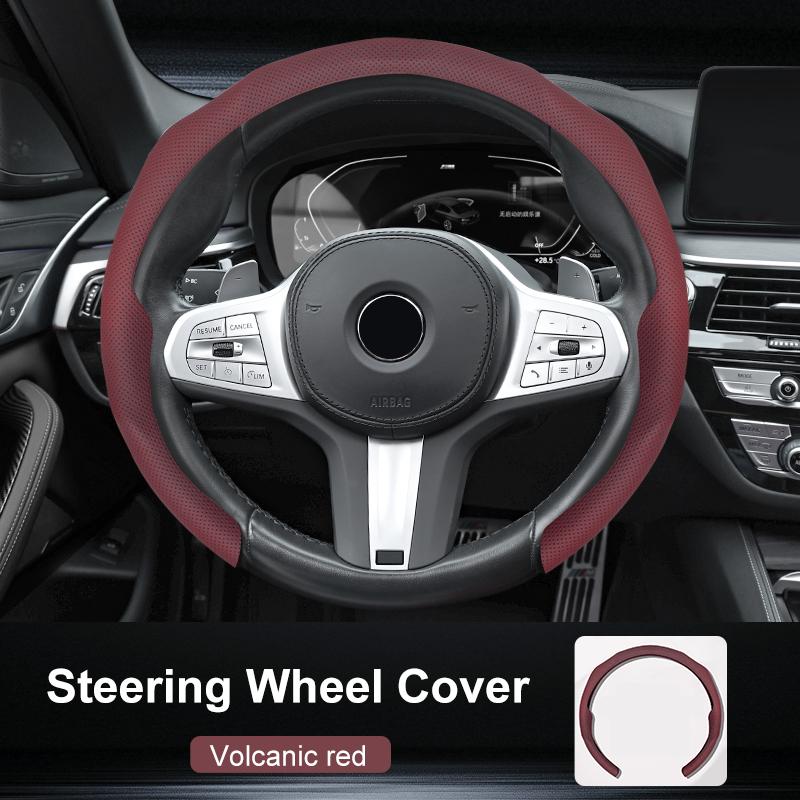 Ultra Thin Car Steering Wheel Cover All Season Universal Anti Slip Sweat Absorbent Ventilate Nappa Auto Interior Accessories
