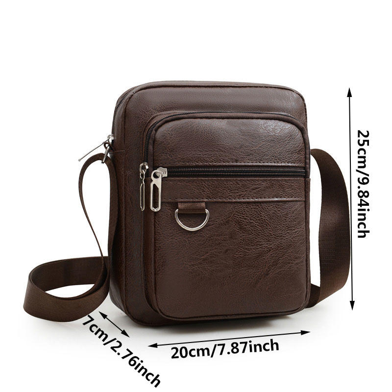 Multilayer Business Leather Crossbody Shoulder Bag for Men Lightweight Travel Casual Messenger Satchel Bags