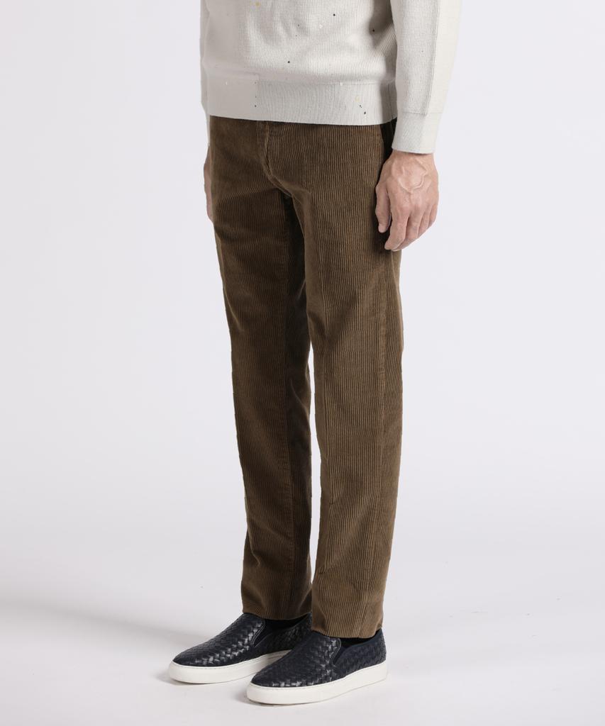 PANICALE Brown Slim Fit Corduroy Pants